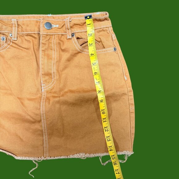 Forever 21 Raw Hem Tan Denim Mini Skirt (Size M) - Picture 7 of 9